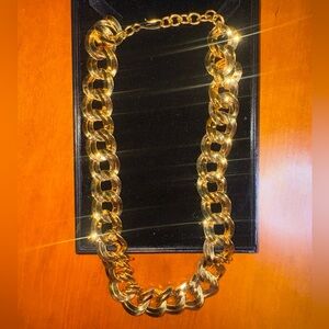 Monet gold tone double link chain necklace